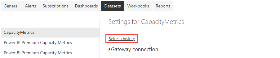 Select refresh history