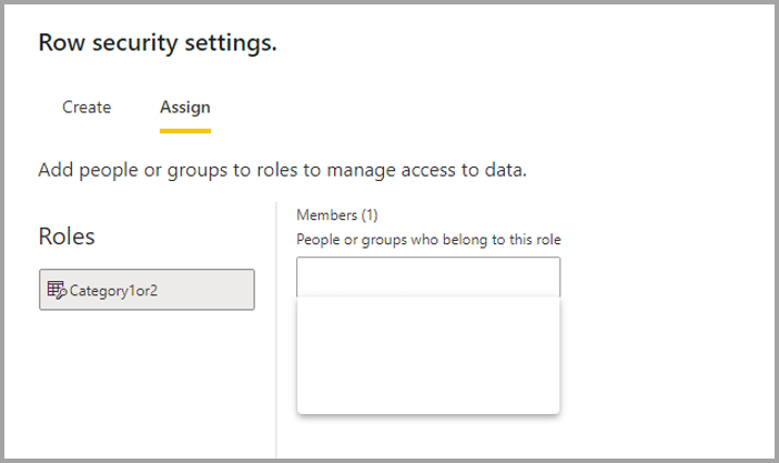 Screenshot of the row security settings selections.