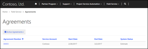 View agreements in a partner site.