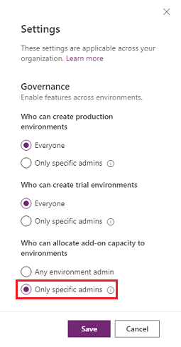 Control add-on capacity allocation Control add-on capacity allocation.