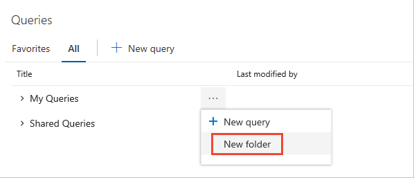 Screenshot that shows Open actions menu, choose New folder.