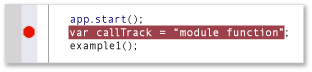 DBG_JSNAV_example1_breakpoint Set a breakpoint at example1