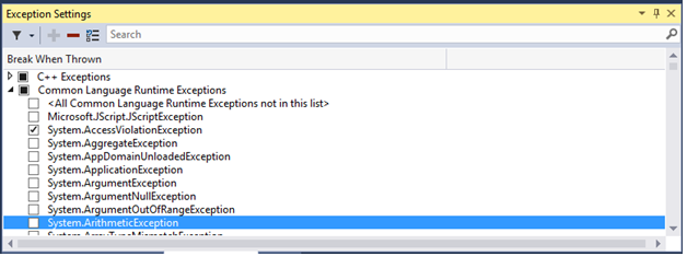 ExceptionSettingsCheckAccess Checked AccessViolationException