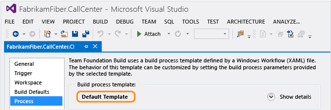 FFR_TFS2013BuildProcessTemplate Choose build process template - TFS 2013