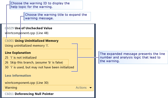 CA_CPP_Expanded_Callout Expanded code analysis warning