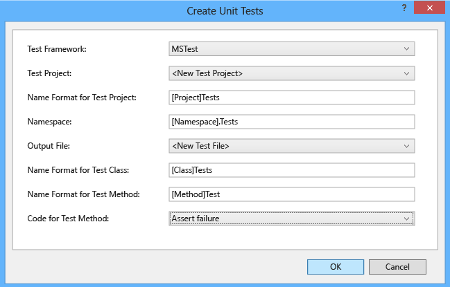 CreateUnitTestsDialog Right-click in editor and choose Create Unit Tests