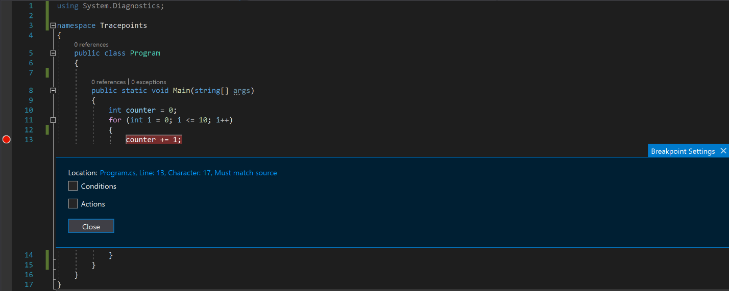 Breakpoint Window Breakpoint Window