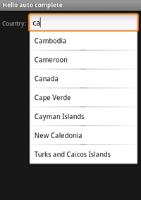 Example auto-complete screenshot listing names that contain "ca"