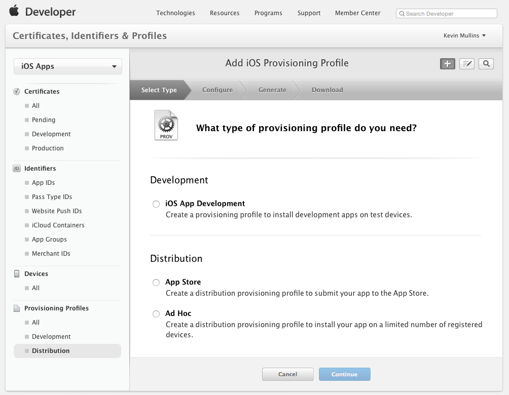 Create an Ad-Hoc Distribution type