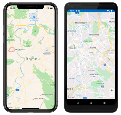 Map control Screenshot of map control, on iOS and Android