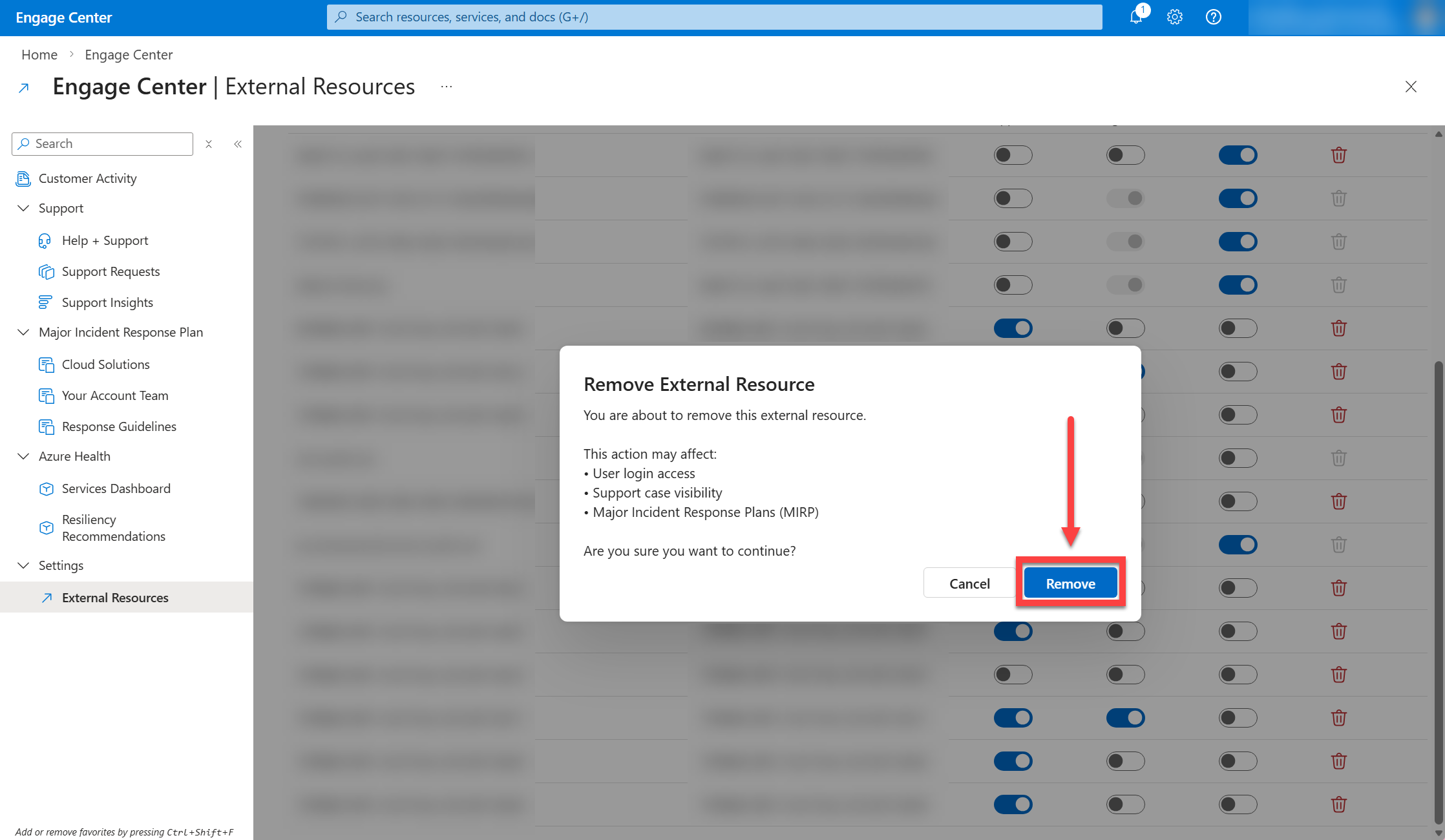  Remove button in dialog box. 