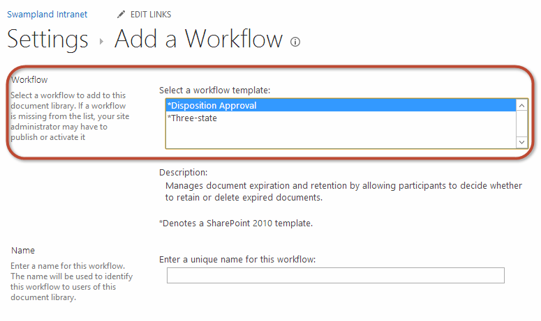 Figure 1. Add a workflow association