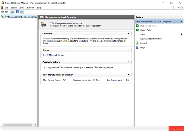 TPM console TPM console.