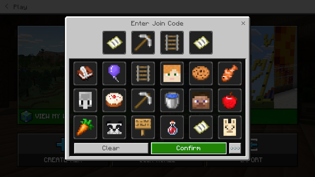 Screenshot of Minecraft Education join code input window.