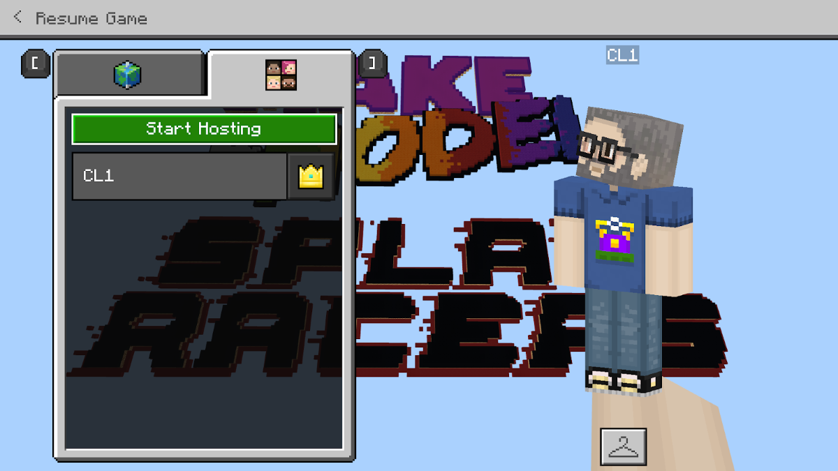 Screenshot of the multiplayer hosting menu in Minecraft Education.