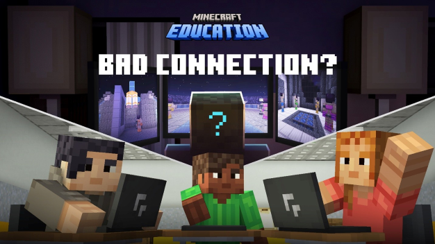 Screenshot of the Minecraft Education Bad Connection lesson opening screen.