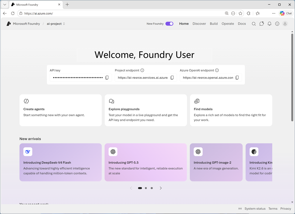 Screenshot of the Foundry portal.