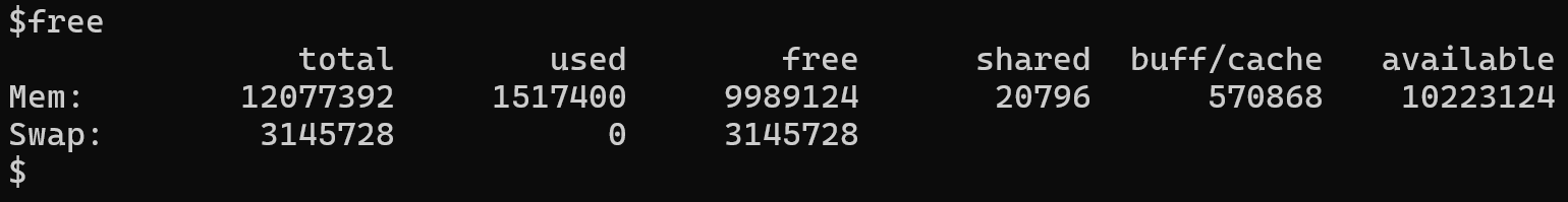 Screenshot of sample free output.