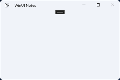 The empty WinUI Notes app window with the icon and app name in the title bar.