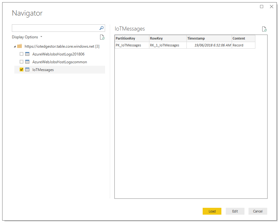 Screenshot that shows the Navigator panel. The box next to the I O T Message file is checked.