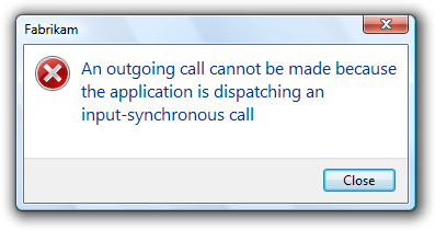 screen shot of message: input-synchronous call