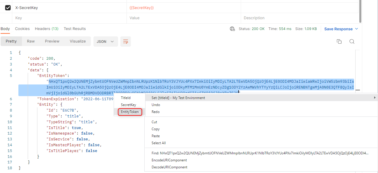 Postman Set Entity Token Variable Postman Set Entity Token Variable