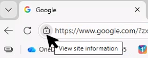 Screenshot that shows the lock icon next to the URL.