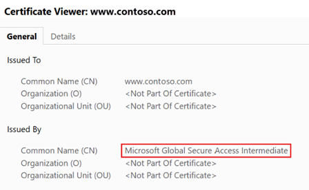 Screenshot that shows certificate verification.
