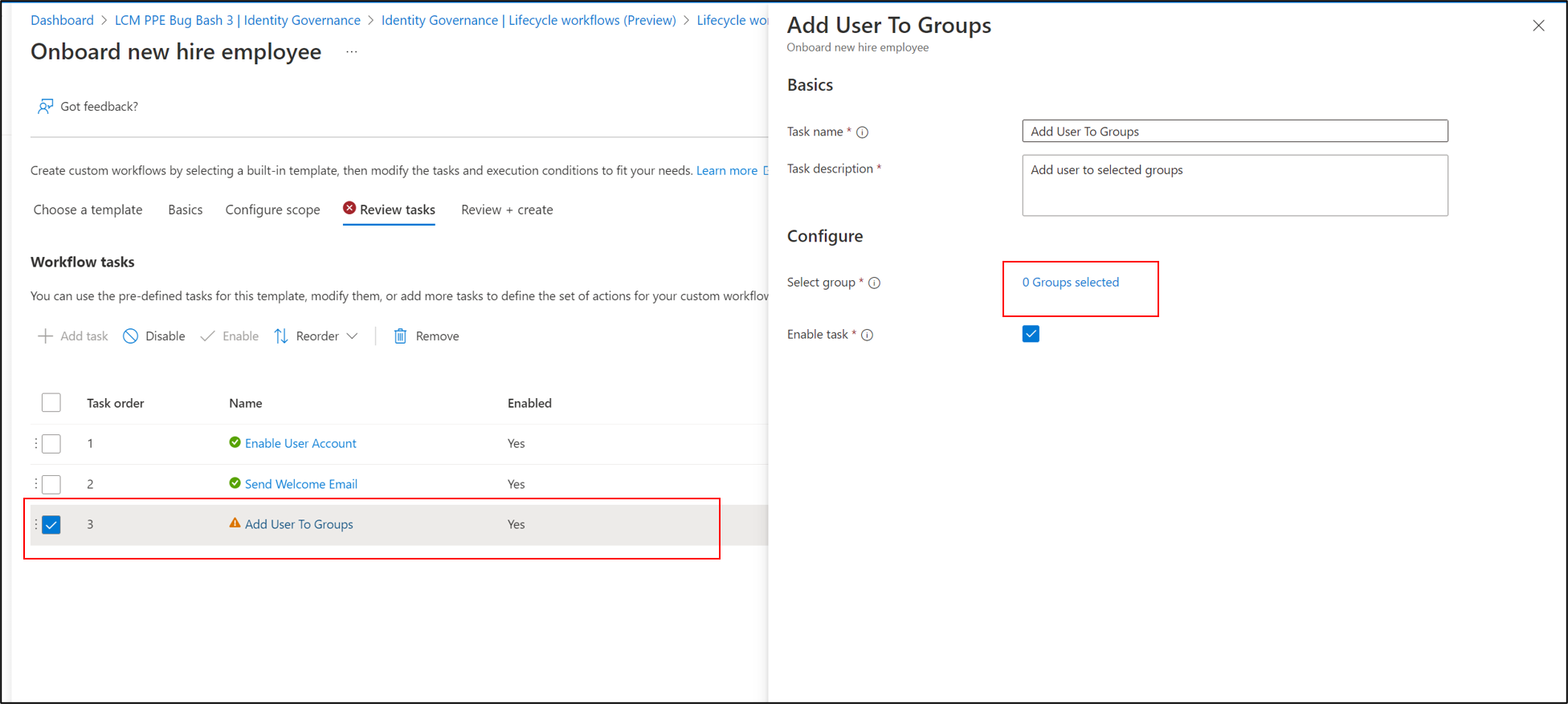Screenshot of onboard new hire.