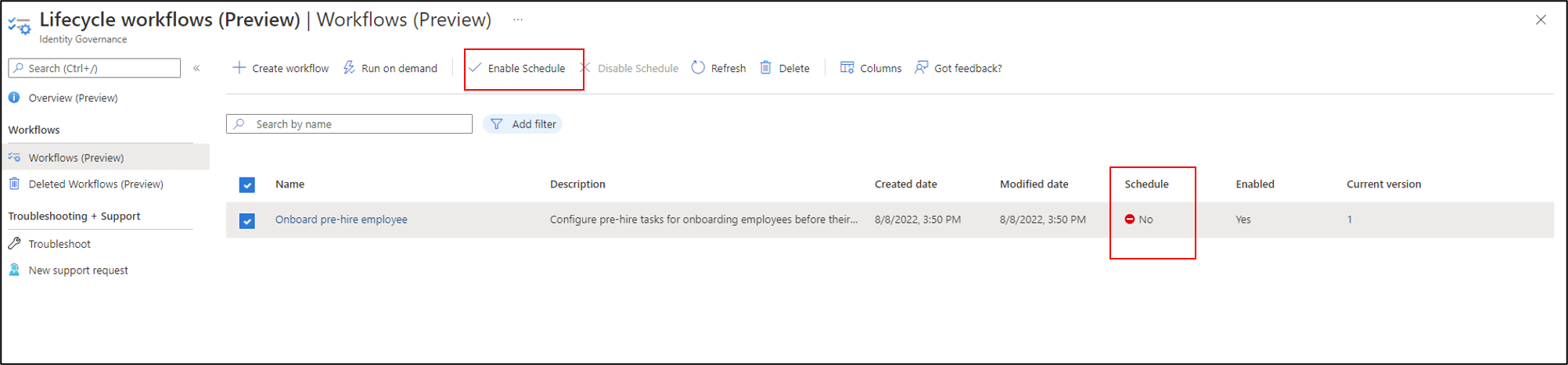 Workflow template schedule.