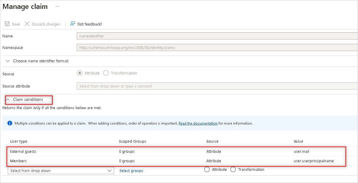 Screenshot for claim conditions.