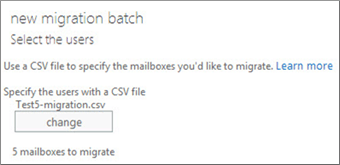 Nuevo lote de migración con archivo CSV.