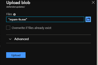 Defender en Azure Stack Hub: carga del blob1