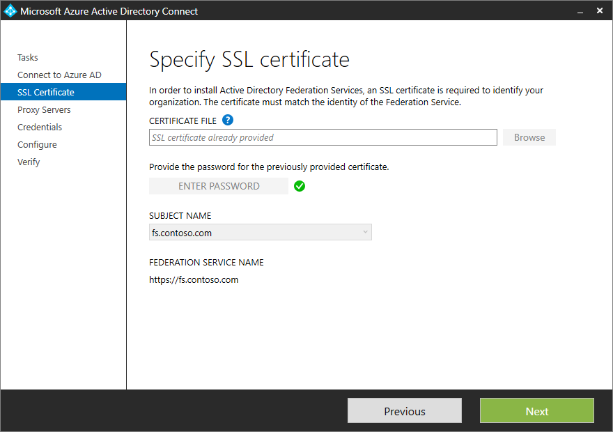 Especificar un certificado TLS/SSL