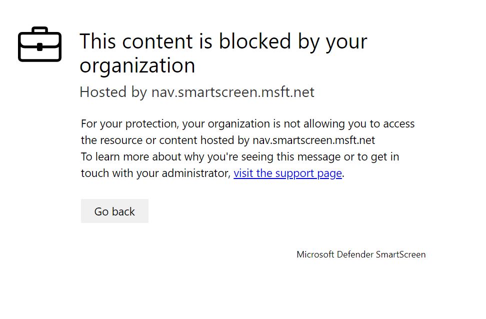 Captura de pantalla de la notificación de que el contenido está bloqueado.
