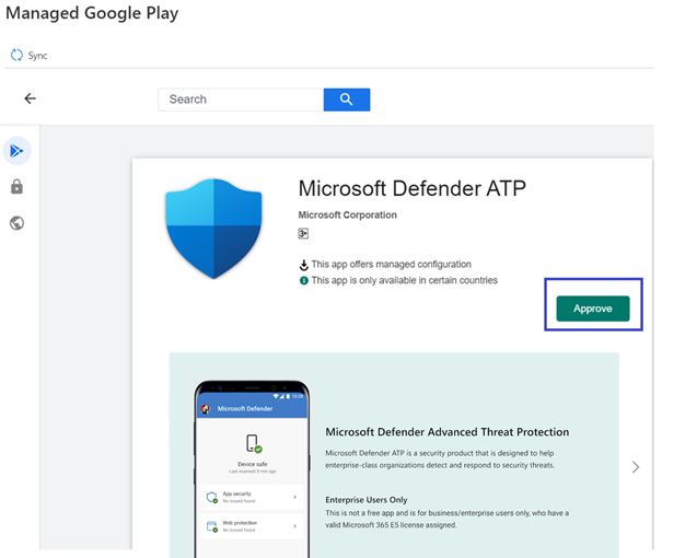 Página de Google Play administrado en el portal del Centro de administración de Microsoft Intune