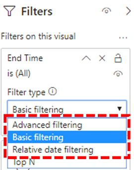 Filtros de visualización en Power BI Connector.