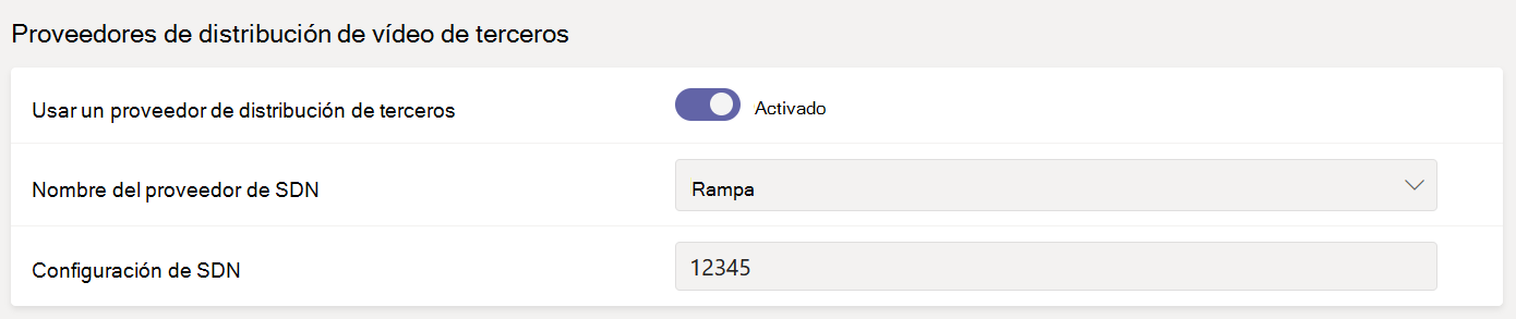 Configuración del proveedor de distribución de vídeo de terceros en el centro de administración.