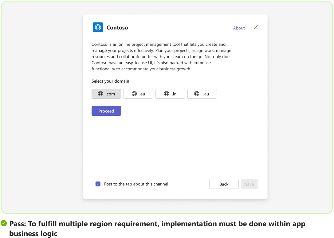 Captura de pantalla que muestra el escenario pasado de los requisitos de región realizados con lógica.