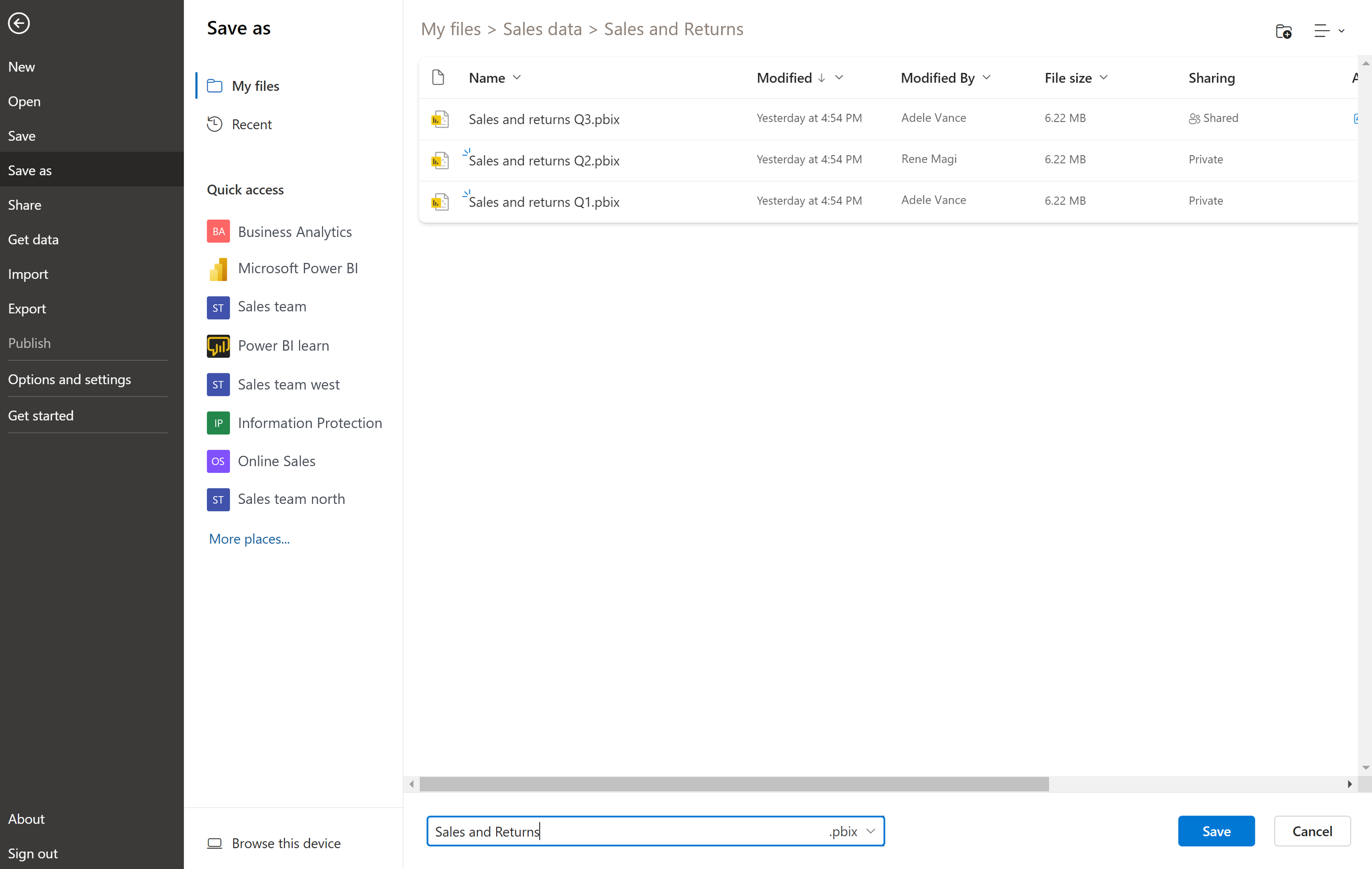 Screenshot of save as in the file menu.
