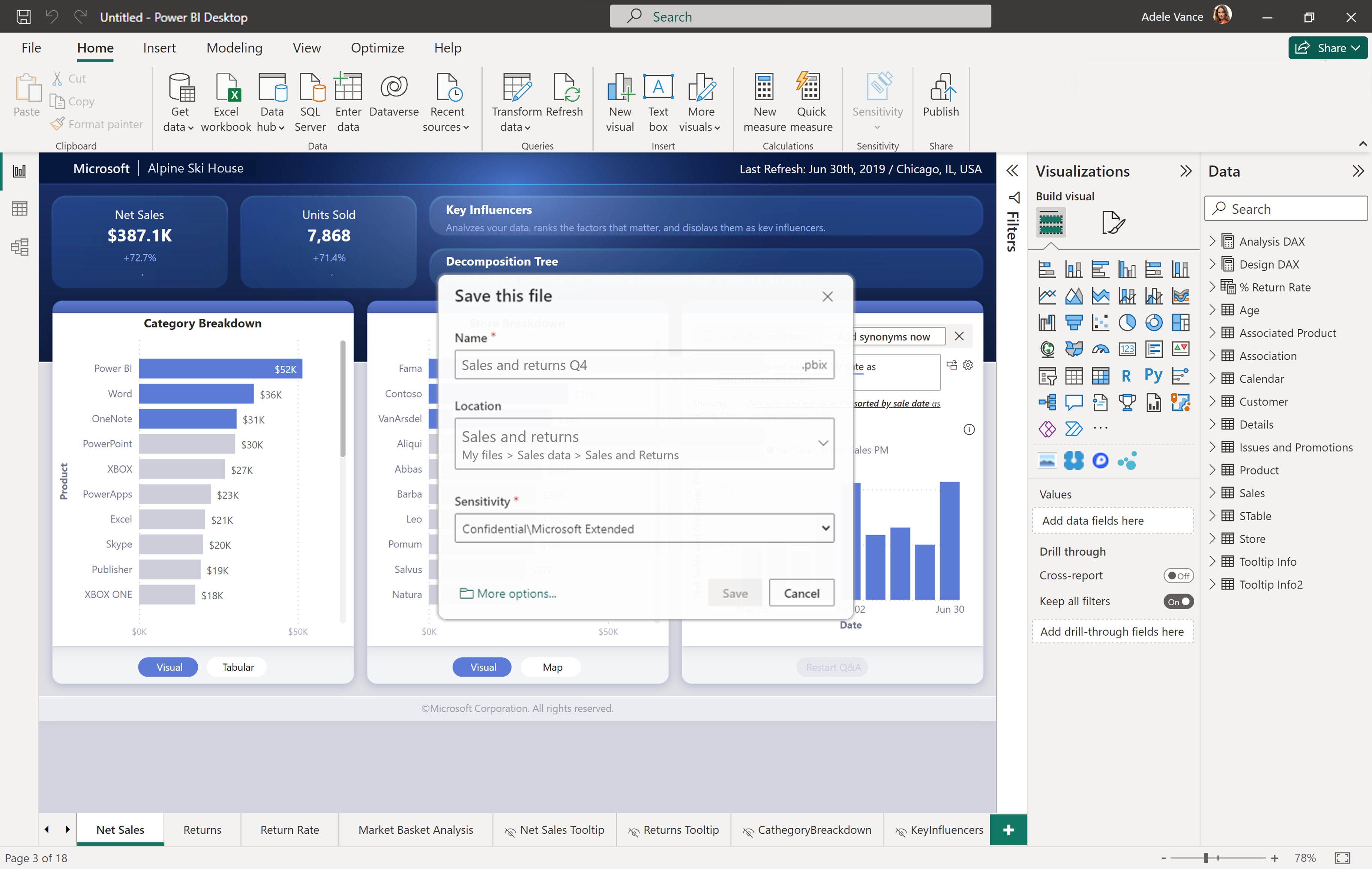 Screenshot of saving a file to OneDrive.