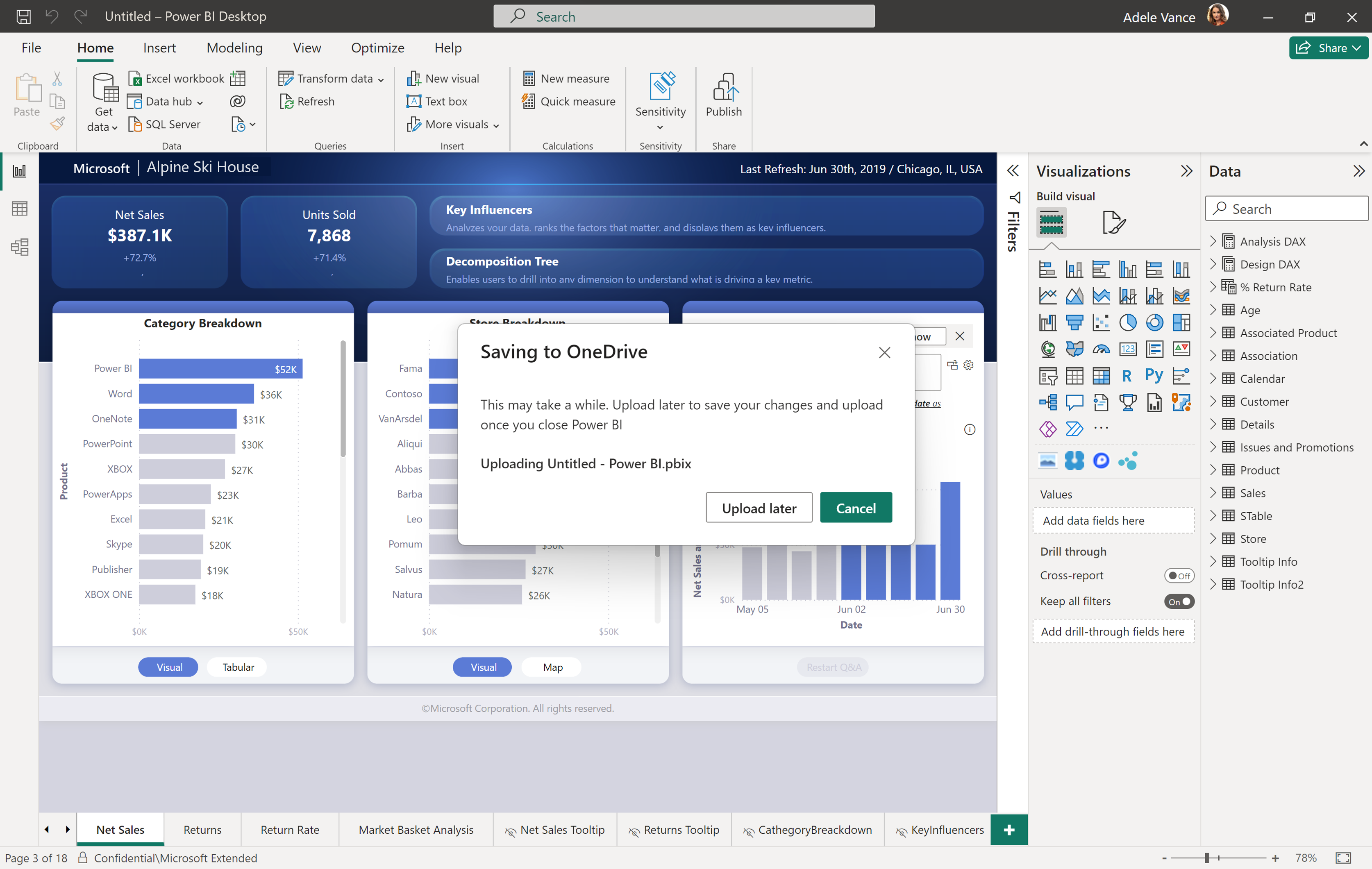 Screenshot of the upload later dialog.