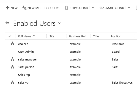 Captura de pantalla que muestra usuarios habilitados con puestos asignados.