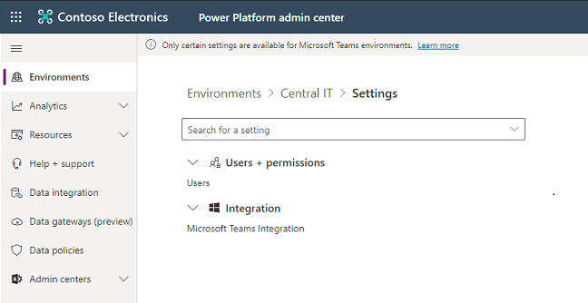 Configuración del entorno de Dataverse for Teams.