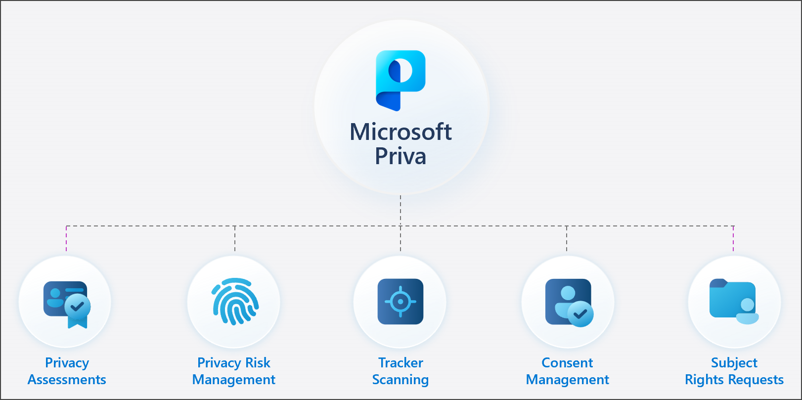 Ilustración de Microsoft Priva familia de soluciones.