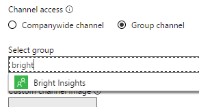 Captura de pantalla de configuración del canal de grupo.