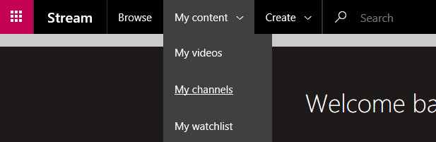 Captura de pantalla que muestra dónde seleccionar Mis canales.