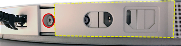 Captura de pantalla que muestra el tornillo de retención para quitar y le permite extraer el cartucho antiguo.