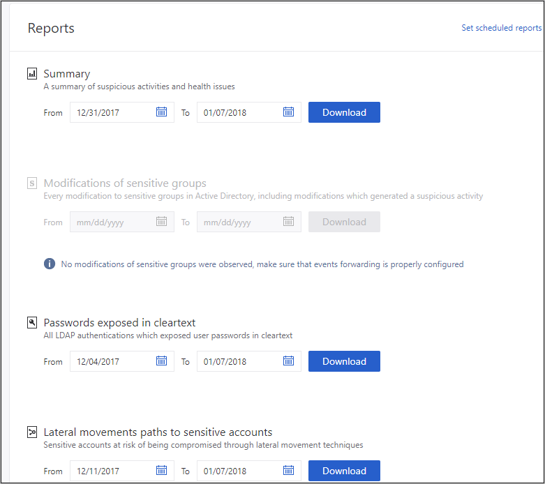 Screenshot showing report date range selection.