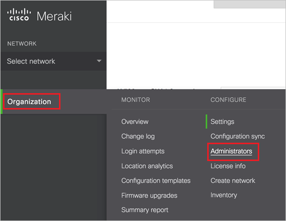 Meraki Dashboard Administrators